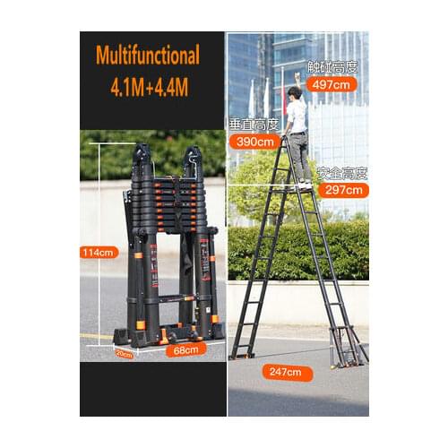 4.1*4.1m aluminum alloy multifunctional foldable telescopic herringbone/I-type ladder/straight ladder to strengthen anti-tilting