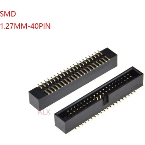 5pcs SMT 40 PIN 1.27MM pitch MALE SOCKET straight idc box headers PCB CONNECTOR DOUBLE ROW SMD 2x20PIN 2X20 40P DC3 HEADER