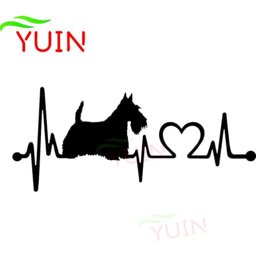 Car Sticker Motorcycle Decals Scotty Scottish Terrier Heartbeat Dog Fashion Decorative Cartoon Animal Waterproof Anti-UV Decal