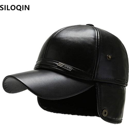 SILOQIN Mens Winter Warm Hat Earmuffs Hats Cold-proof Baseball Caps Adjustable Size Middle-aged Elderly Simple Casual Brand Cap