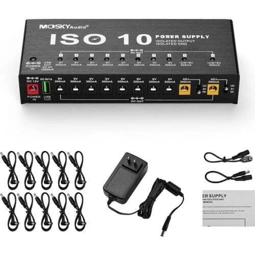 Guitar Effect Power Supply Guitar Effect Pedal Power Supply accessories Basses Guitar Pedal Power 10 isolated DC outputs