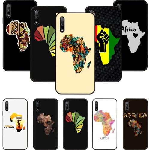 Phone Case For Huawei Honor 9X 10 9 20 8X 8A 8S 7X 7A i A Pro Play Lite Black Cover Prime Silicone Shell 3D Coque Africa Map