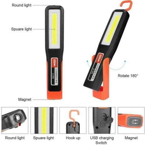 COB Working Inspection Light LED Torch USB Charging Lantern LED Magnetic Work Light USB Rechargeable Inspection Lamp Cordless