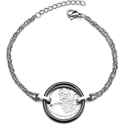UZone Christmas Life Tree Ceramic Bracelet Stainless Steel Hollow Bracelets For Couple Xmas Gifts