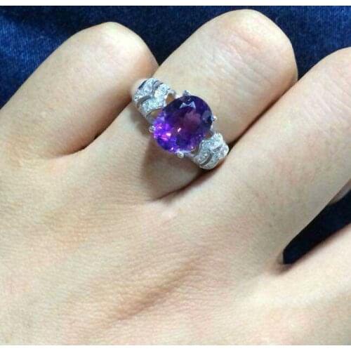Natural amethyst Ring Natural gemstone Ring 925 sterling silver trendy Luxury terraces tip womens girl party Office Jewelry