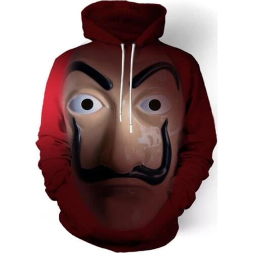 Salvador Dali Robbery Paper House La Casa De Papel Cosplay Costume money heist Sweatshirt Hoodie Coat Jacket Men Woman Mask