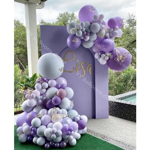 Metallic Purple DIY Balloon Garland Arch Purple Gray Latex Balloons for Baby Shower Birthday Party Wedding Global Decoration