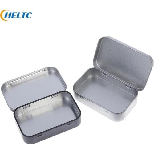 Small Empty Metal Tin Flip Storage Box Case Organizer For Money Coin Candy Key Container Jar Cans Silver Black