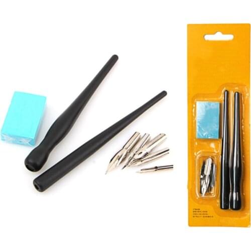 New 1 set Cartoon Manga Pen Tip Pen Set Calligraphy Drawing Tool Set 5 Nib + 2 Holder + 1 Eraser Painting Supplie