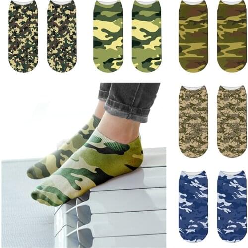 Spring Autumn Fashion Camouflage Cotton Sock Unisex Invisible Ankle Socks Women And Men Breathable Thin Boat Socks Short Socks