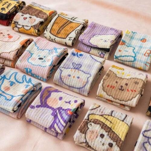 Summer Cute Womens Cotton In Tube Socks Lovely Cartoon Design Lolita Thin Sport Girlish Socks Kawaii Harajuku Accessories