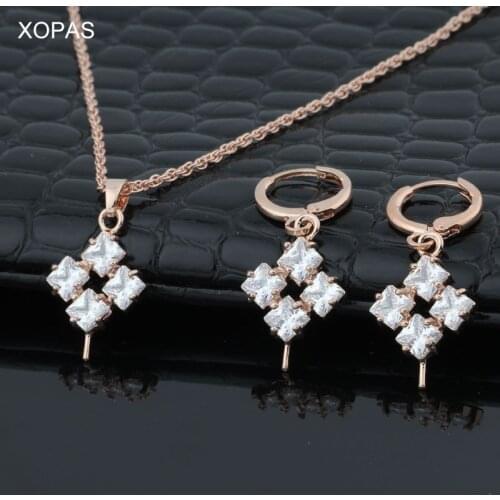 Fashion Adorable Clear Zircon Drop Earring 585 Rose Gold Color Wedding Luxury Crystal Earring Promotion Statement brincos