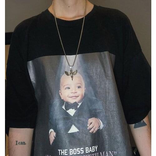 Online celebrity Angel Necklace Harajuku hip-hop Street Retro Bodi pendant men and women trend