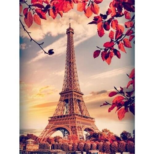 Landscape Paris Tower DIY Embroidery 11CT Cross Stitch Kits Craft Needlework Set Cotton Thread Printed Canvas Home Sale