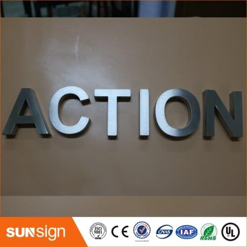 Custom chrome color Brushed stainless steel letters sign
