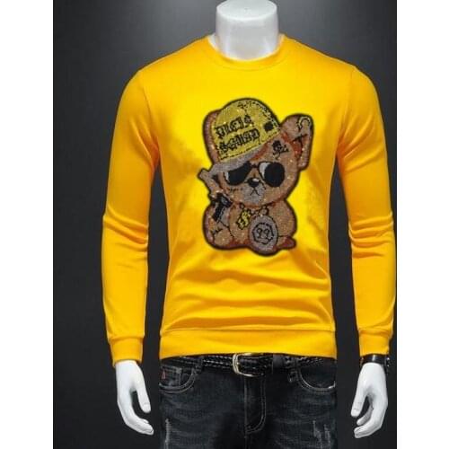 Drop shipping High quality winter Diamonds clothing boys male men autumn hoodie Hot drill design