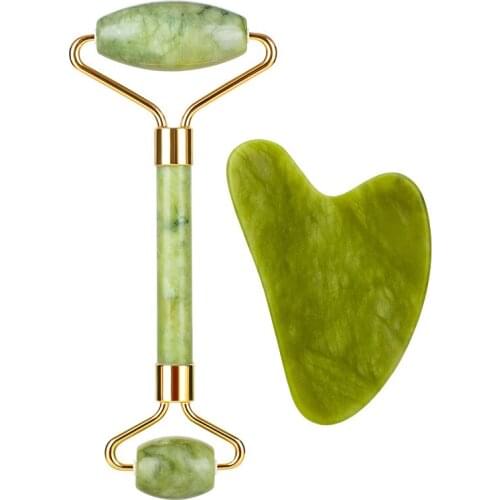 Ostar Jade Roller Gua Sha Scraper For Boady Facial Massage Green Face Lifting Anti Aging Wrinkle Remove Skin Firming Tool