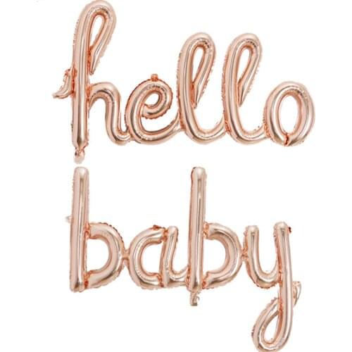 Rose Gold link Hello Baby Party Letter Foil Helium Balloons Baby Shower 1st First Birthday Party Decoration Balloons Air Globos