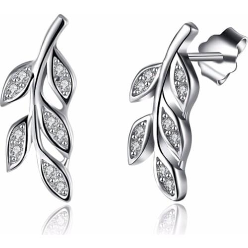 S925 Sterling Silver Stud Earrings Simple Womens Sterling Silver Jewelry 925 Sterling Silver Olive Stud Earrings