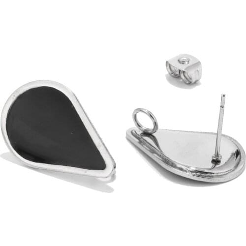 6pcs Gold Teardrop Ear Posts 14x22mm Stainless Steel Geometric Waterdrop Stud Earring Components with Loop