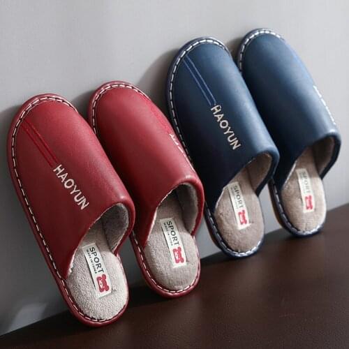 ZEEKSON Winter Cotton Slippers Couple Non-slip Womens Slippers Indoor Drag Plus Velvet Home Mens Home Warm Cotton Slippers