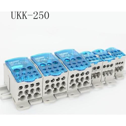 UKK250A Din Rail 250A 1 in Many Output Terminal Block for Distribution Box Universal Power Junction Box Electric Wire Connector