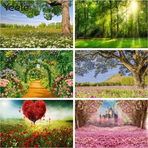 Spring Park Garden Flower Nature Tree Forest Baby Portrait Photography Backdrop Vinyl Wedding Background For Photo Studio Decor