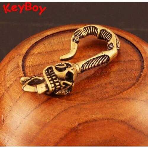 Vintage Brass Creative Skull Head Heart Nose Keychain Belt Waist Buckle Clasp Metal Copper Car Key Pendants Cloth Hook DIY Parts