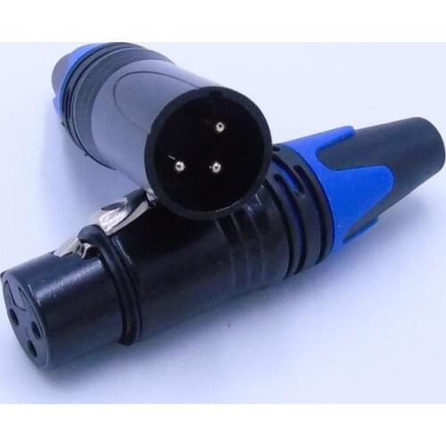 High quality 50Pcs/lot xlr connector audio plug microphone plug with 25PCS NC3MXX & 25PCS NC3FXX 3pin gold plated blue color