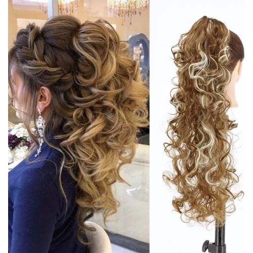 XINRAN Synthetic Fiber Claw Clip Wavy Ponytail Extensions Long Thick Wave Pony Tail Hair Piece Clip In Hair Extensions For Women