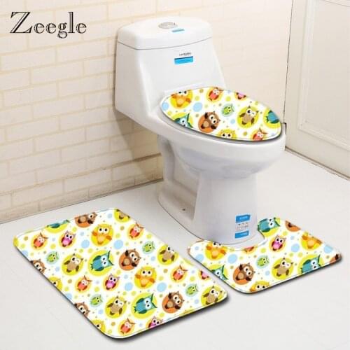 Zeegle Bath Mat Bathroom Rug Set Flannel Carpet Shower Mat Non-Slip Toilet Rug Floor Rug Toilet Seat Cover Bathroom Mats