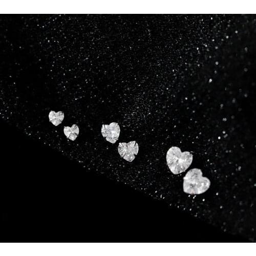 Fashion White Heart Stone Wedding Earrings Minimalist Female Small Stud Earrings Real 925 Sterling Silver Earrings For Women Men