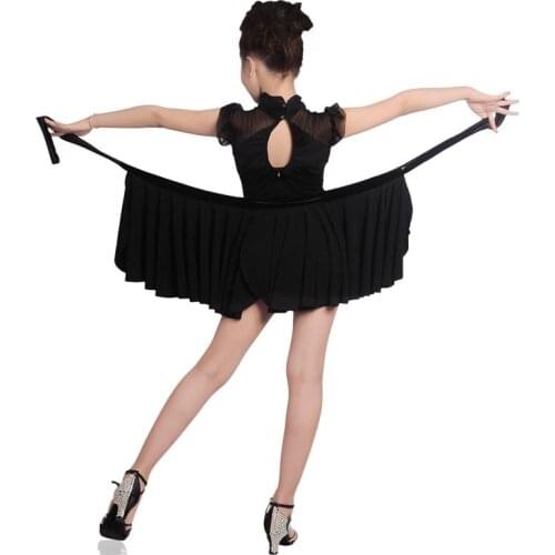 2020 Girls Modern Latin Dance Dress Child Dance Costume Salsa Tango Mesh Sexy Dance Black Performance Stage Wear