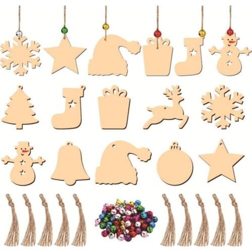 10 Pcs Wooden Slices DIY Crafts Creative Decorative DIY Christmas Wood Cutouts Wooden Pieces For Home Christmas Tree Pendant