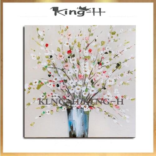 100% pintado a mano flor abstracta arte pintura al óleo en lienzo pared arte sin marco cuadro decoración para el hogar Decoració