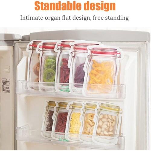 12 Counts Pattern Food Saver Storage Bags Set Double Seal Reusable Transparent Snack Bags Food Organizer