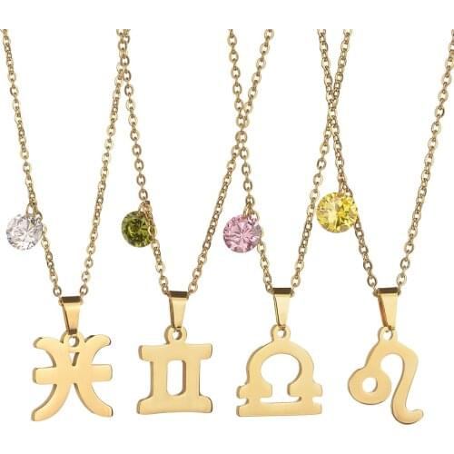 Scorpio Zodiac 12 Constellations Necklace Gold Color Stainless Steel Choker Necklace for Women Jewelry collier femme 2020