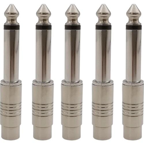 5Pcs/lot 6.5mm Mono Plug Jack Audio Adapter 6.5mm 1/4" Male to RCA Female Socket Audio Mono Channel Connector for Microphone