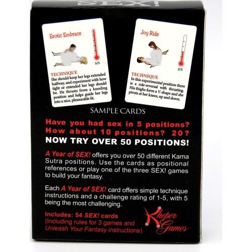 54Pcs/ set Sexual positions playing paper cards A game cards sets for couple game Year Of Sex for Adult sexy sex postion