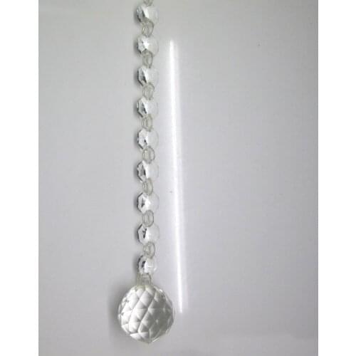 6FT Garland Clear Lamp Prisms Crystal Octagon Beads Window Treatment Curtains with Ball 30mm M02094-8