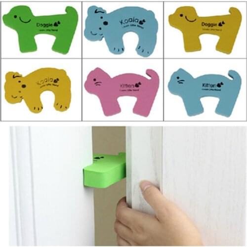 6Pcs/Lot Protection Baby Safety Cute Animal Security Door Stopper Baby Card Lock Newborn Care Child Finger Protector