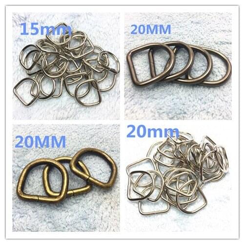80Pcs Metal High Dee Ring 15mm/20mm(0.6''/1''in) No Welded D Shaped webbing Belt buckles Unwelded Silver/Gunblack/Antique Bronze