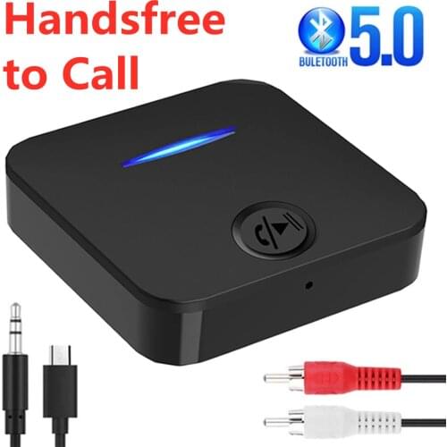 Bluetooth 5.0 Transmitter Receiver AUX 3.5mm Jack RCA Stereo USB Dongle Wireless Audio Adapter with Mic For Car PC TV Headphone
