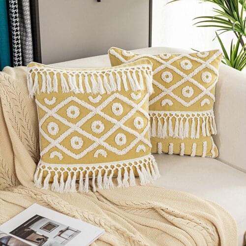 Boho Style Tufted Cushion Cover 45x45cm/30x50cm Pillow Cover Tassels Pillow Case for living Room Bed Room Home Decoration