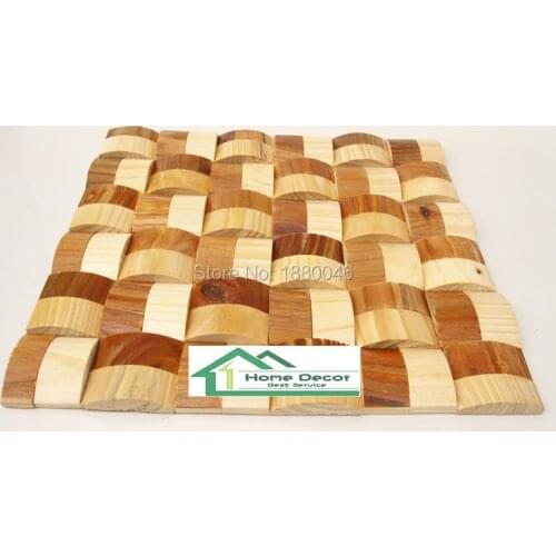 Curve Design Art Mosaic For Decoration Wall Tile 3D pine wood mosaic wall panel Decorative Interior Wall Plank