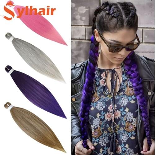Long Jumbo Braids Hair Extensions Afro Synthetic Hair Yaki Braid Straight Pre Stretched Braiding Hair Black Brown Pink Blue Sylh