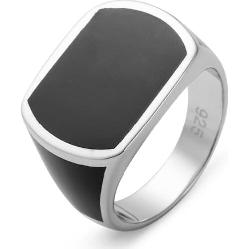 Eulonvan Luxury Charms Wedding 925 sterling Silver Rings Jewelry & Accessories for men best sell Black Resin S-3814 size 6.- 13