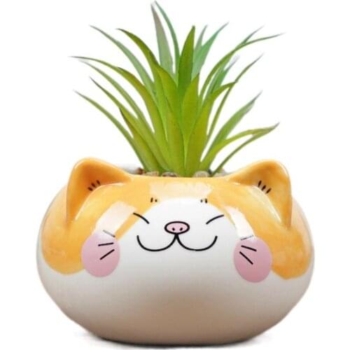 Cartoon Cat/Bear Animal Flower Pot Indoor Pot Succulent Pot Home Decoration Craft Decoration Ceramic Flower Pot indoor planter