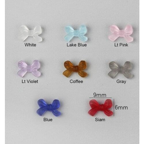Resin Candy Colors Bow Knot 6x9mm Charm Nail Art Rhinestones 30PCS/100PCS Nail Decorations Accessories