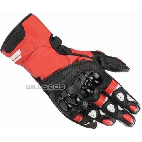 Alpine Leather Gloves Motocross Downhill Bike Offroad Motorbike Black White Red Gloves Mens